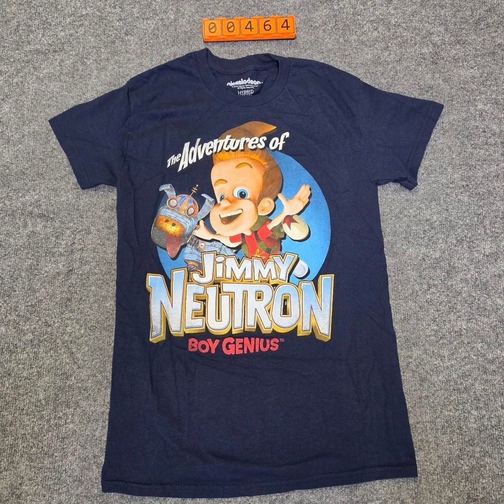 Navy blue Nickelodeon Jimmy Neutron cotton t-shirt with graphic of Jimmy Neutron